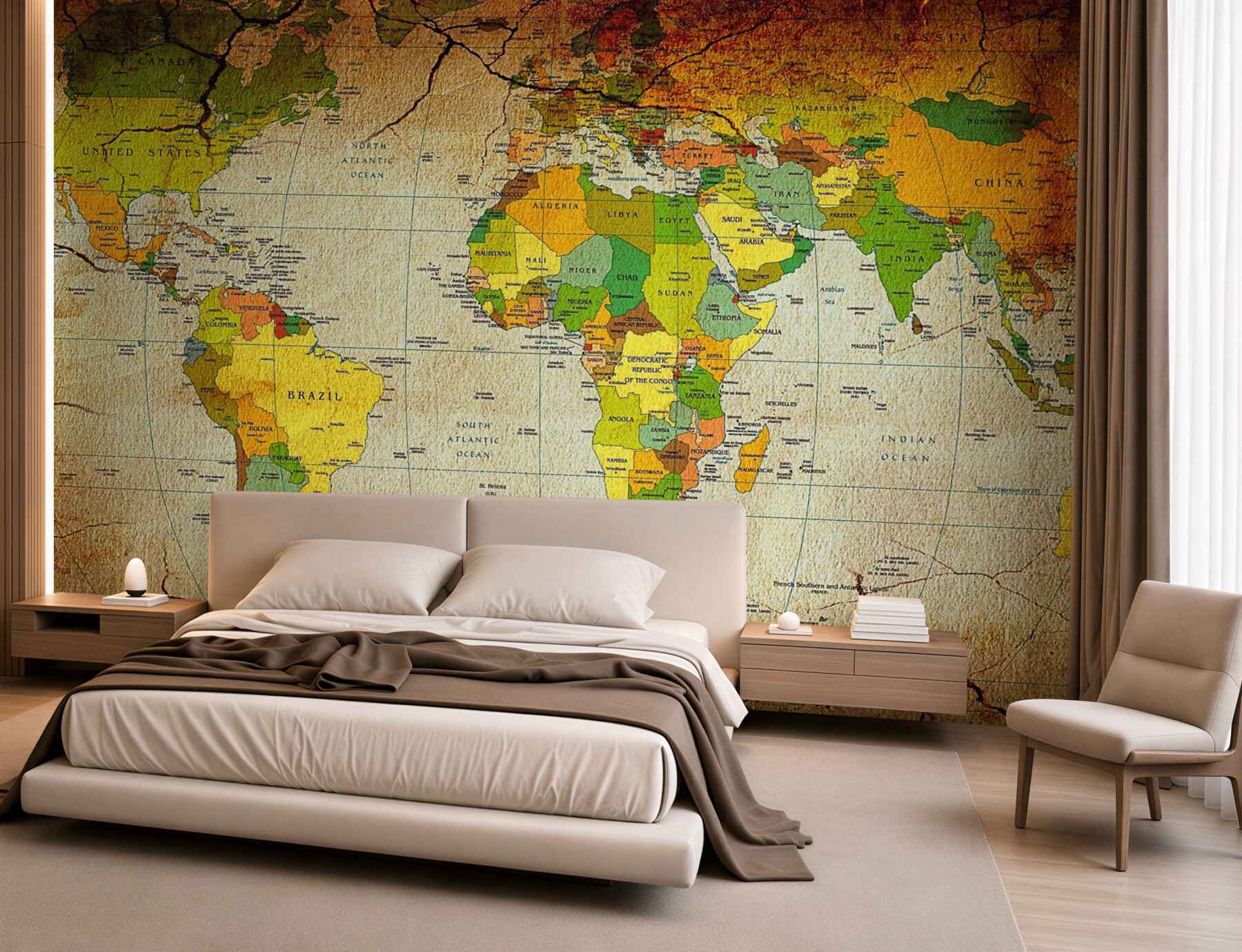 Papier peint carte géographique du monde