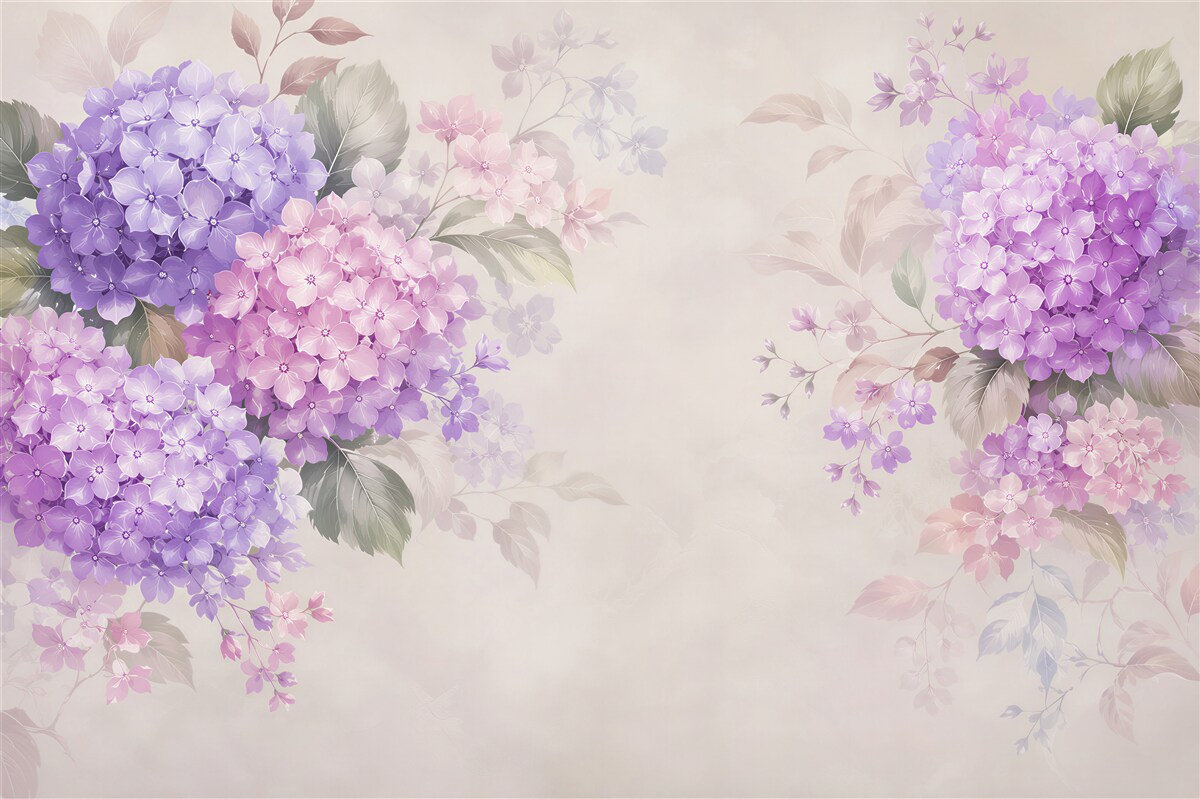 Papier peint composition de fleurs de lilas
