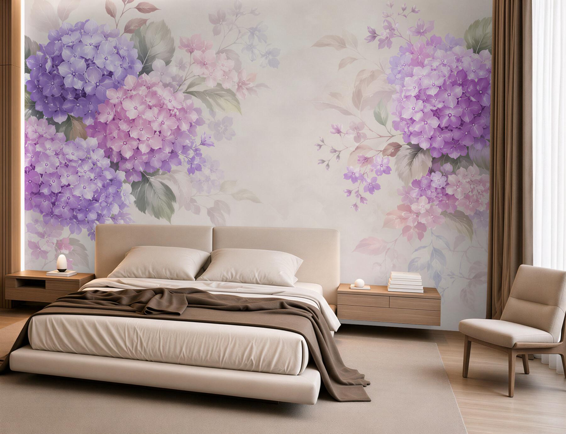 Papier peint composition de fleurs de lilas