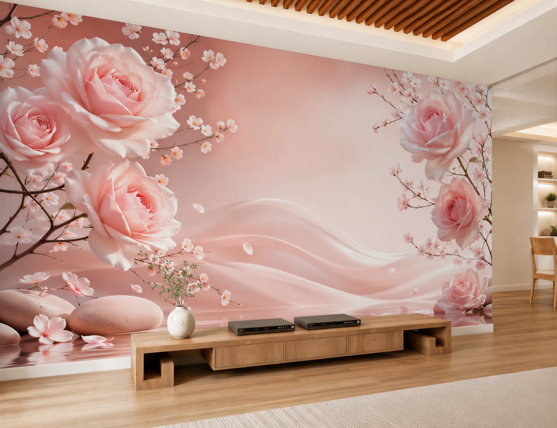 Papier peint fleurs en fleurs au-dessus de l'eau