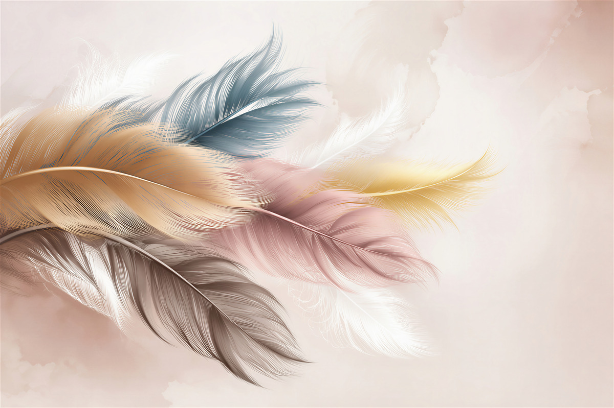 Papier peint plumes émeraude anciennes