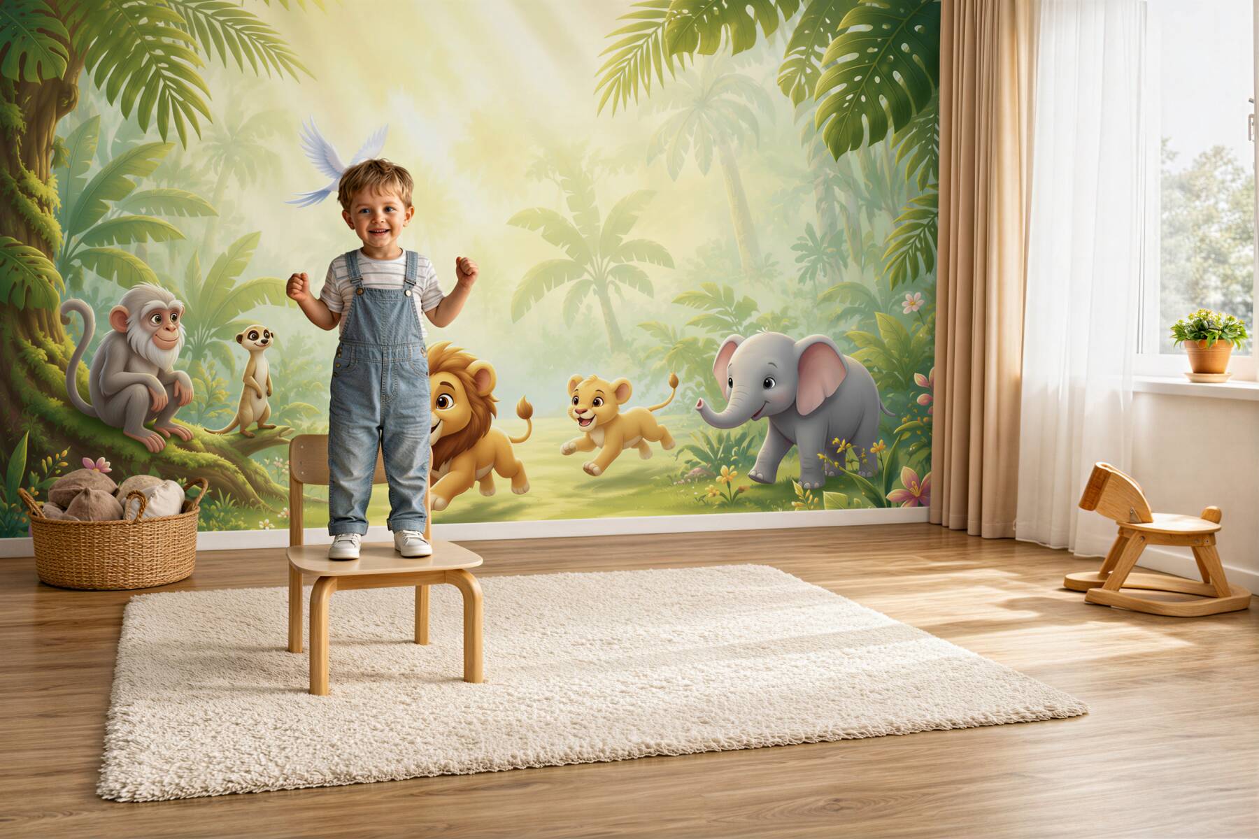 Papier peint le roi lion avec ses amis dans la jungle