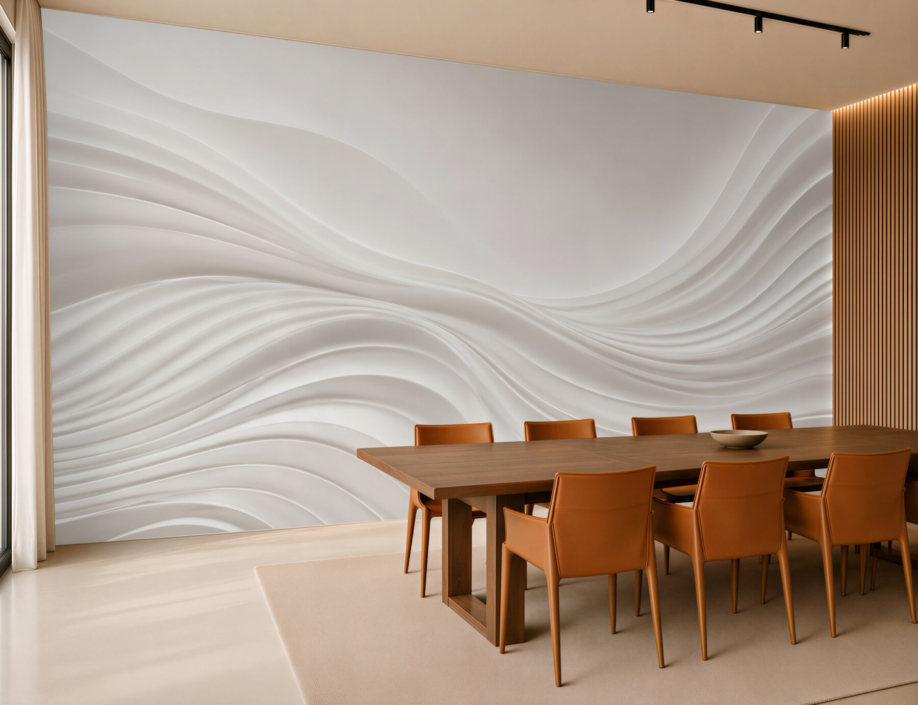 Papier peint lignes courbes sur fond gris
