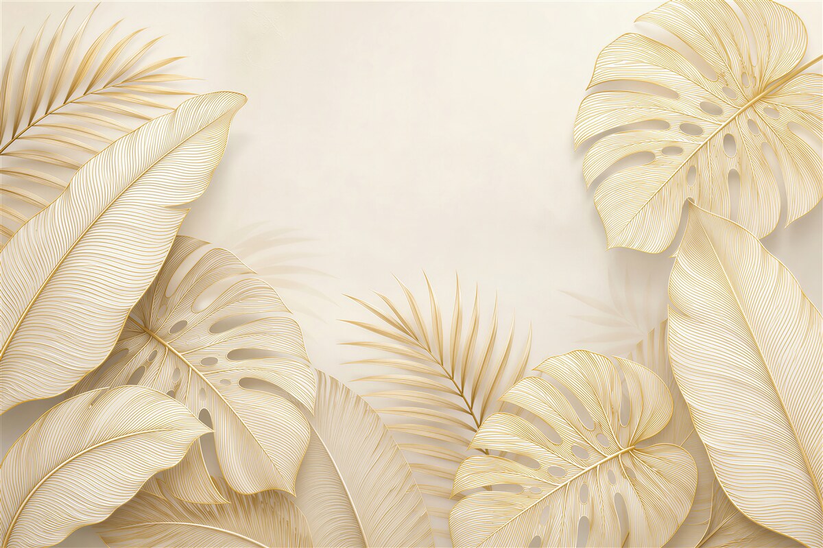 Papier peint feuilles de monstera brun doré