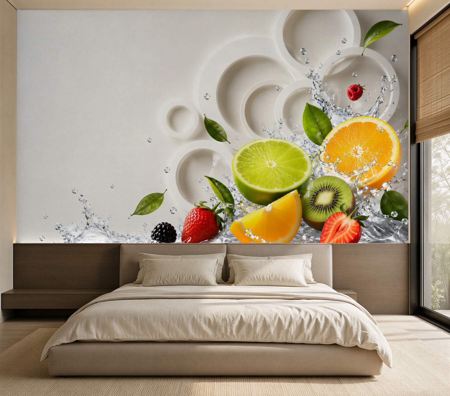 Papier peint fruits juteux dans une baignoire à hydromassage