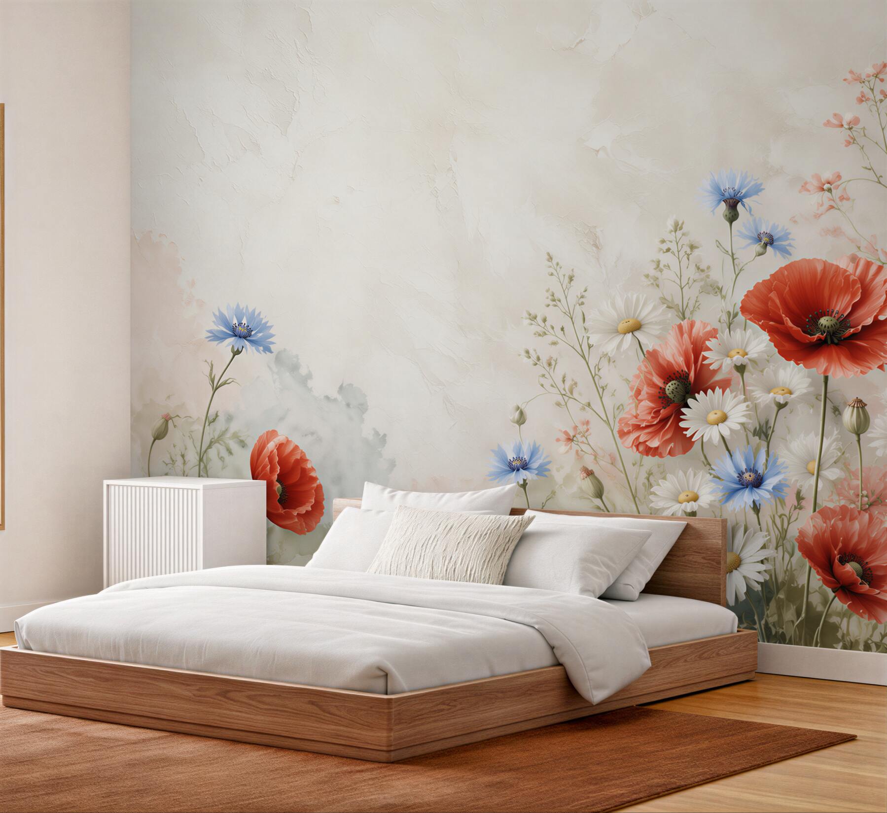 Papier peint fleurs printanières lumineuses et papillons