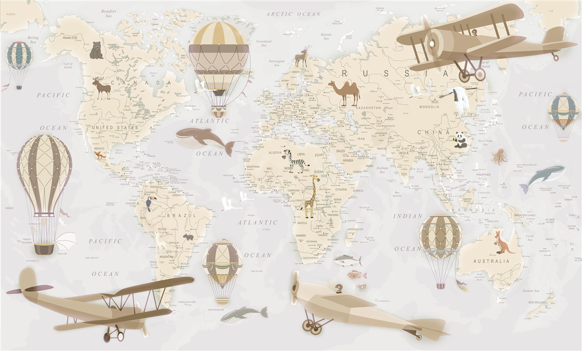 Papier peint carte du monde très détaillée