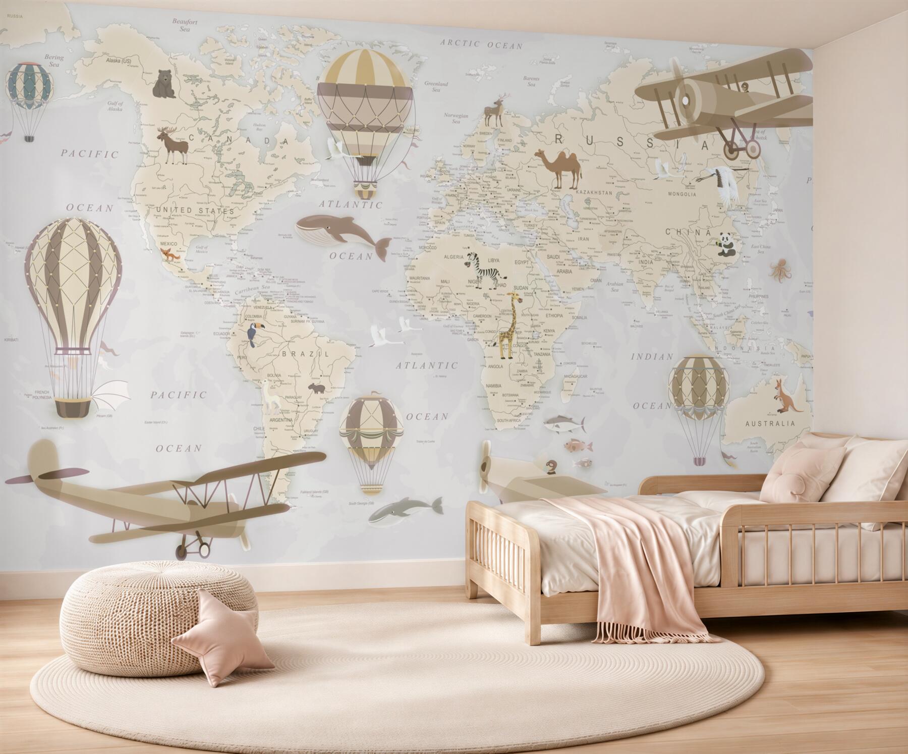 Papier peint carte du monde très détaillée