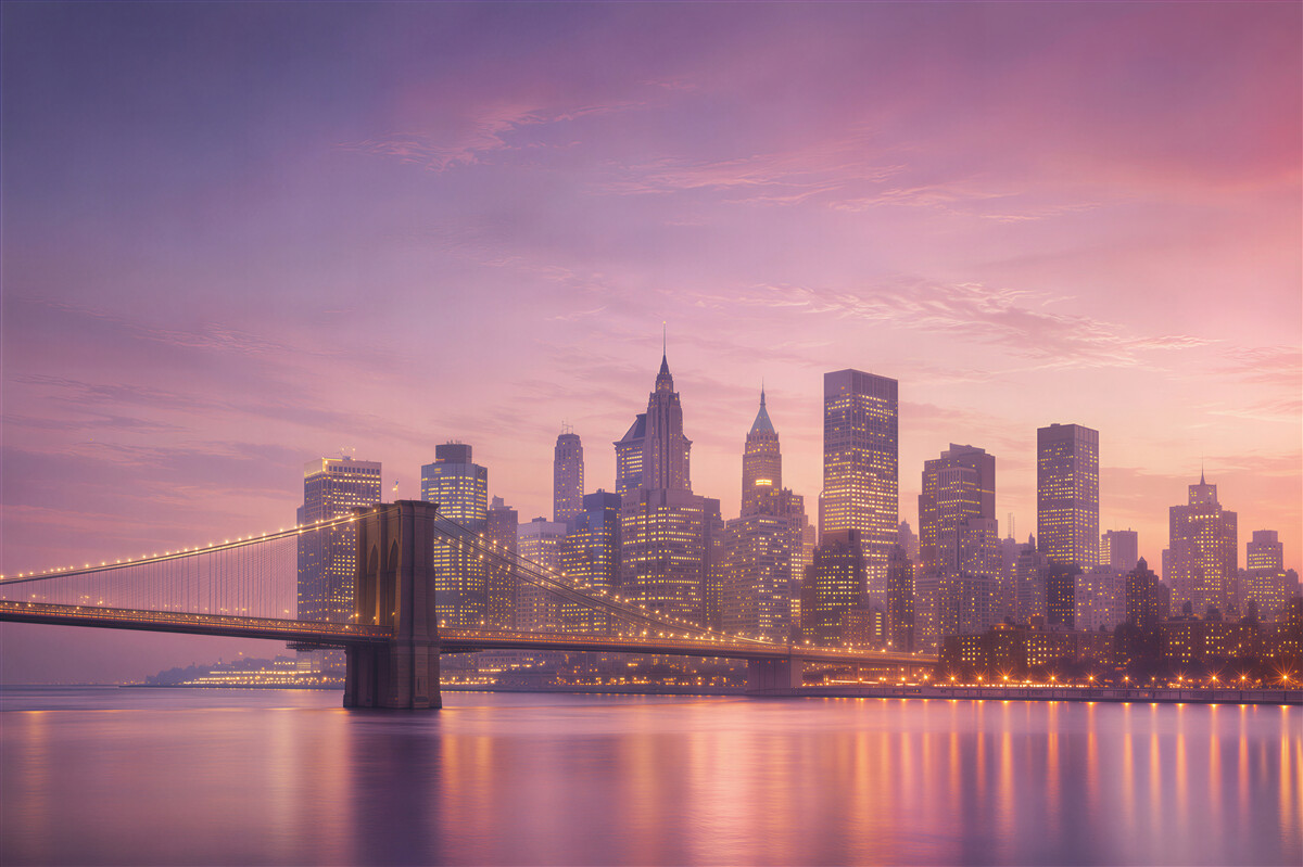 Papier peint Pont de Brooklyn la nuit