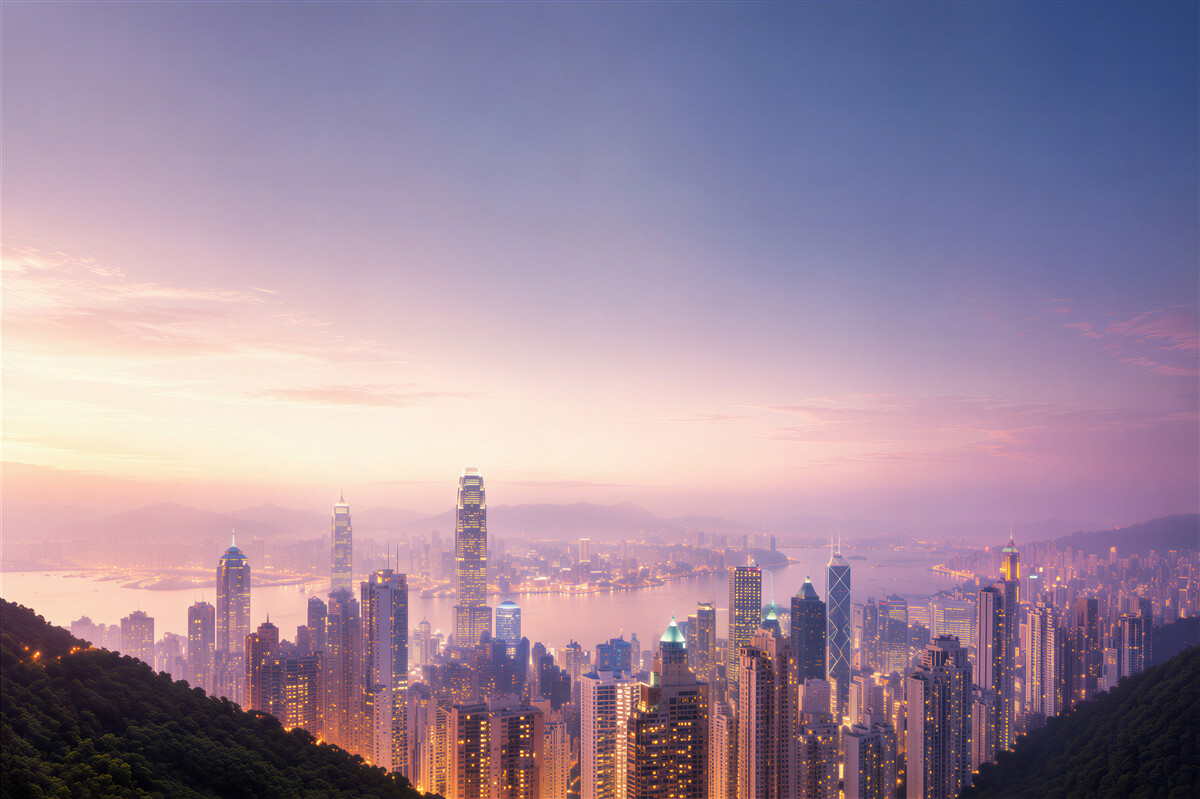 Papier peint belle vue sur Hong Kong la nuit