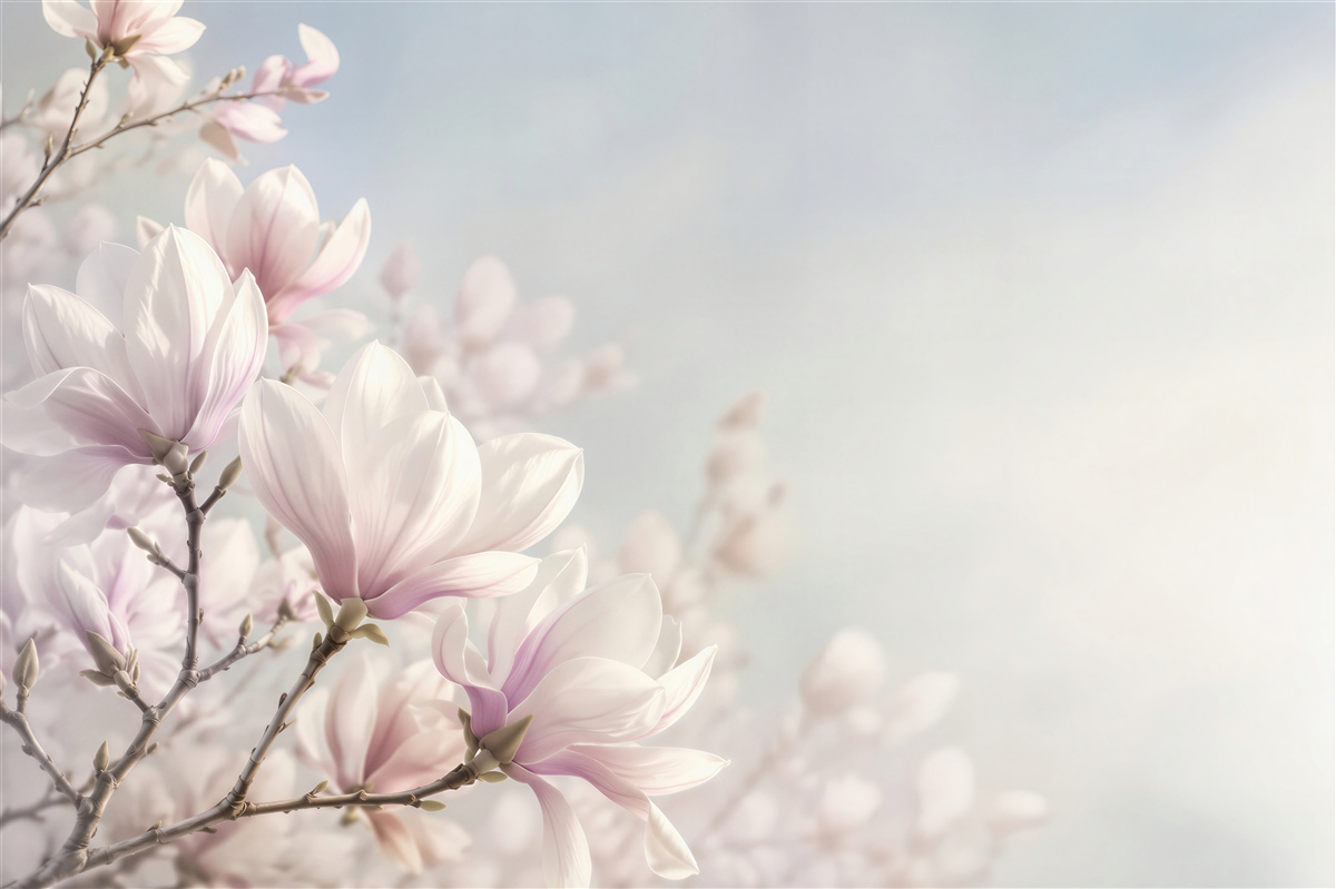 Papier peint arbre à fleurs de magnolia en fleurs