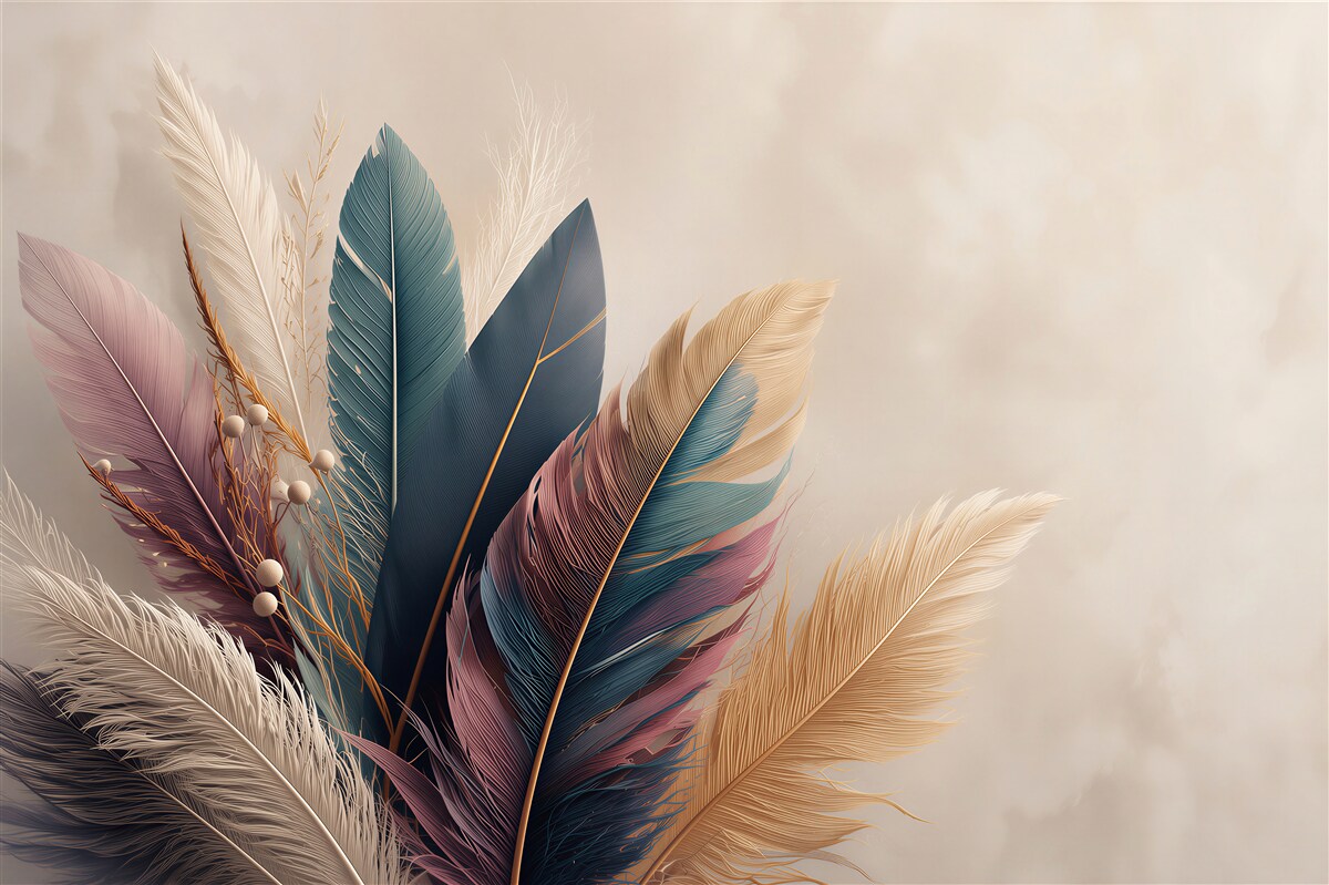 Papier peint plumes abstraites luxueuses