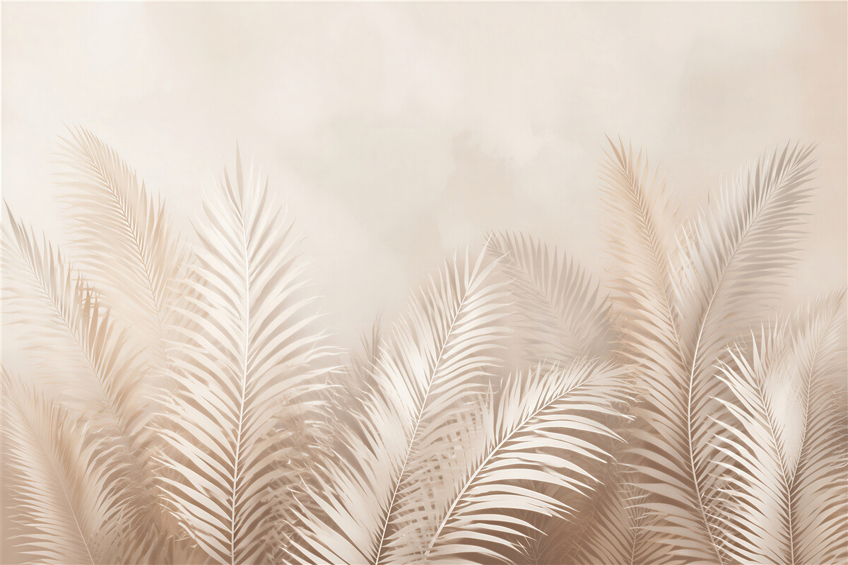 Papier peint feuilles de palmier blanches dans le brouillard
