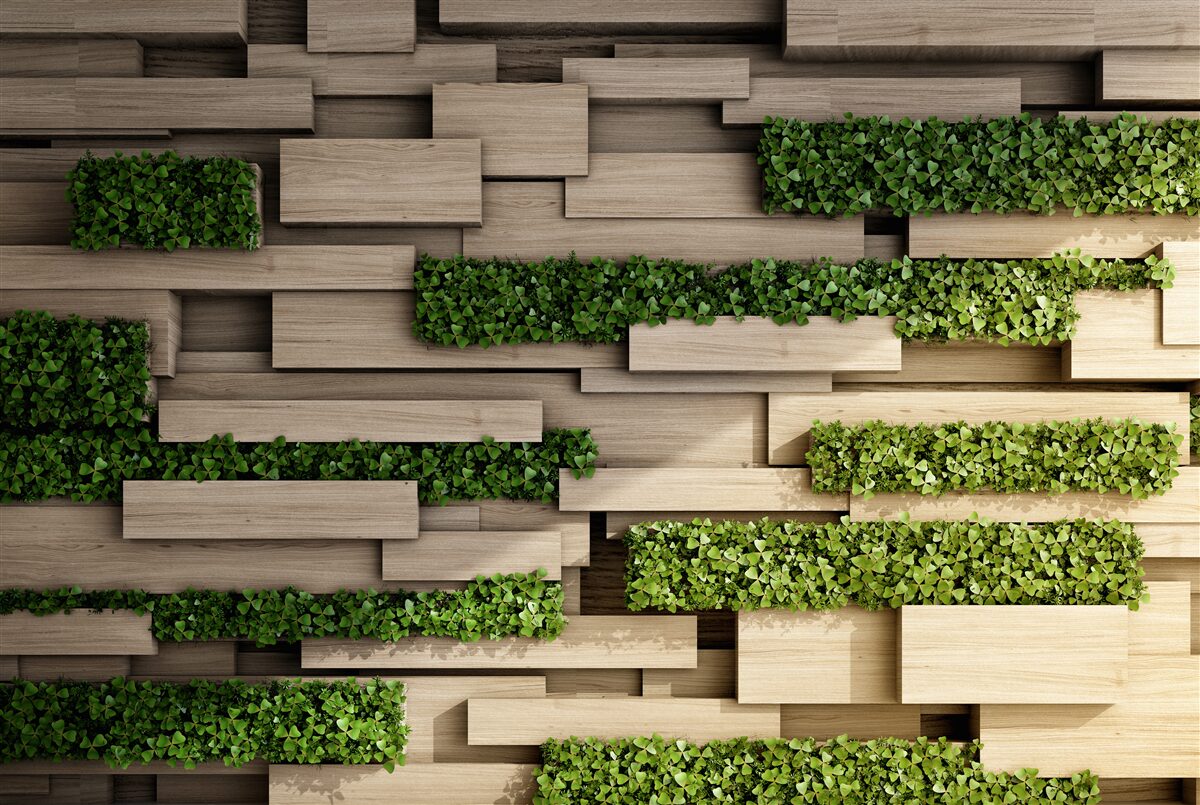 Papier peint mur en pierre avec des espaces verts