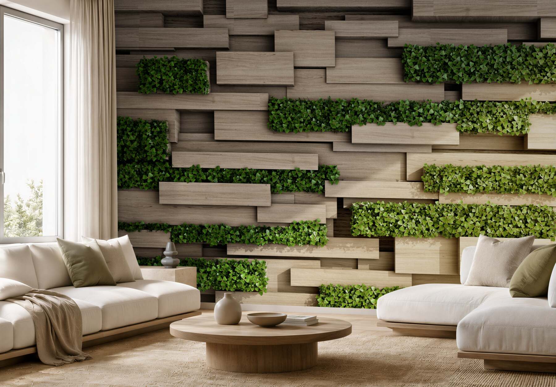 Papier peint mur en pierre avec des espaces verts