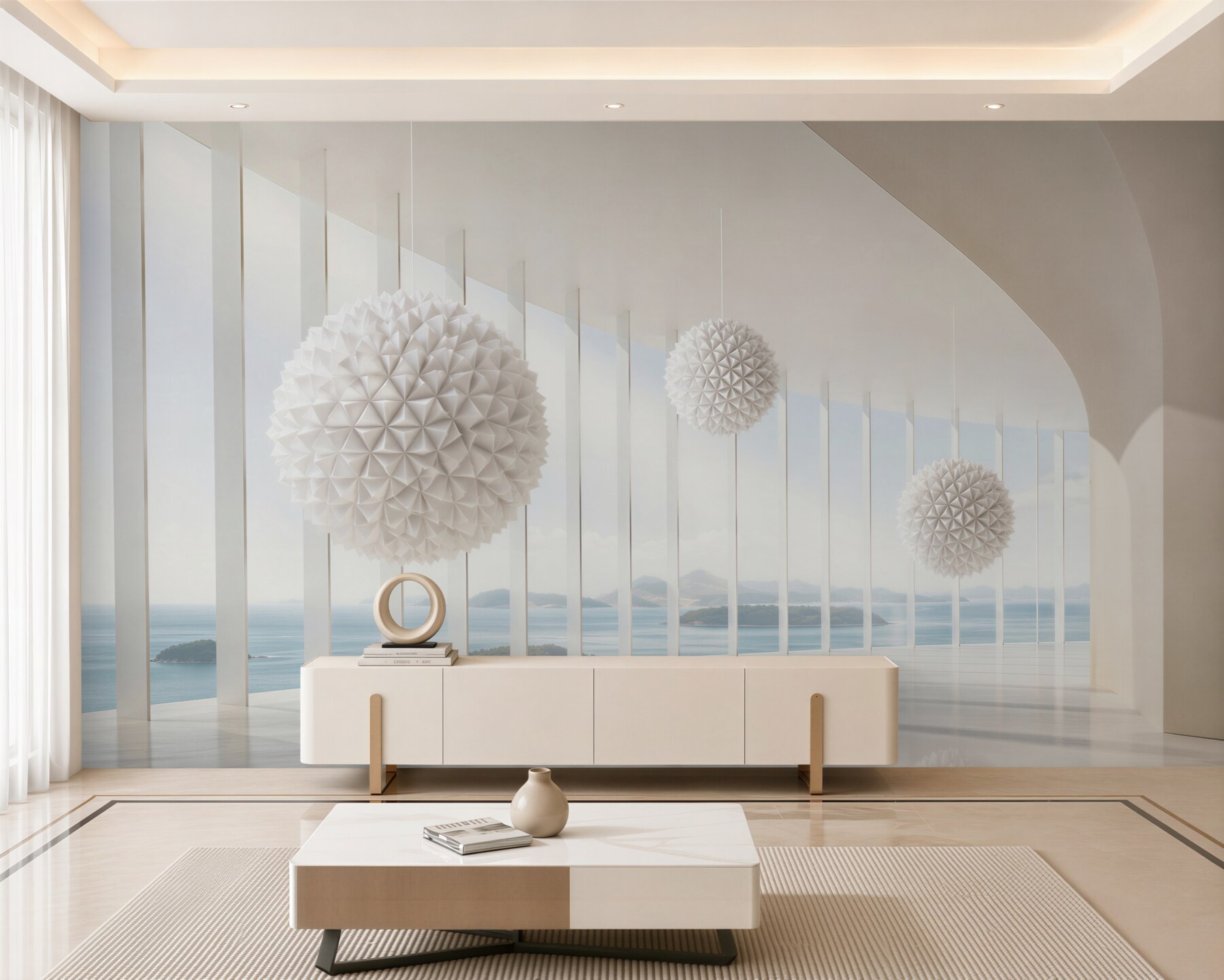 Papier peint boules épineuses dans un couloir visuel