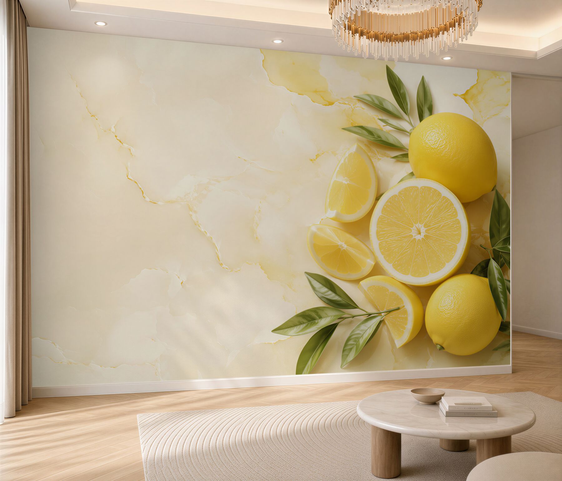 Papier peint citrons jaune clair