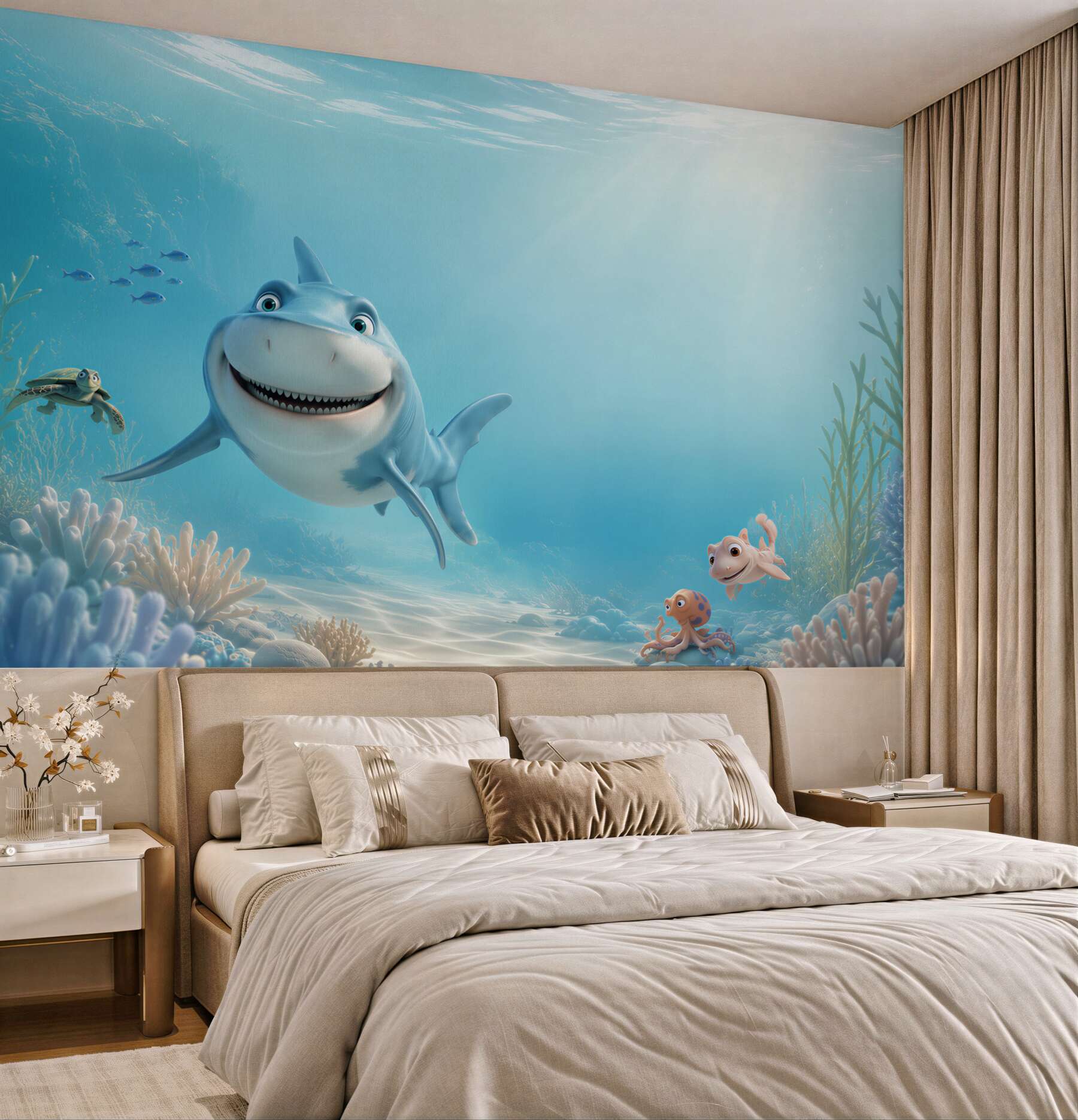 Papier peint dessins animés des habitants sous-marins