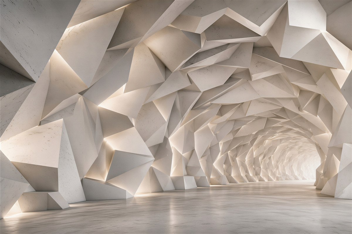Papier peint tunnel réalisé avec des formes 3D