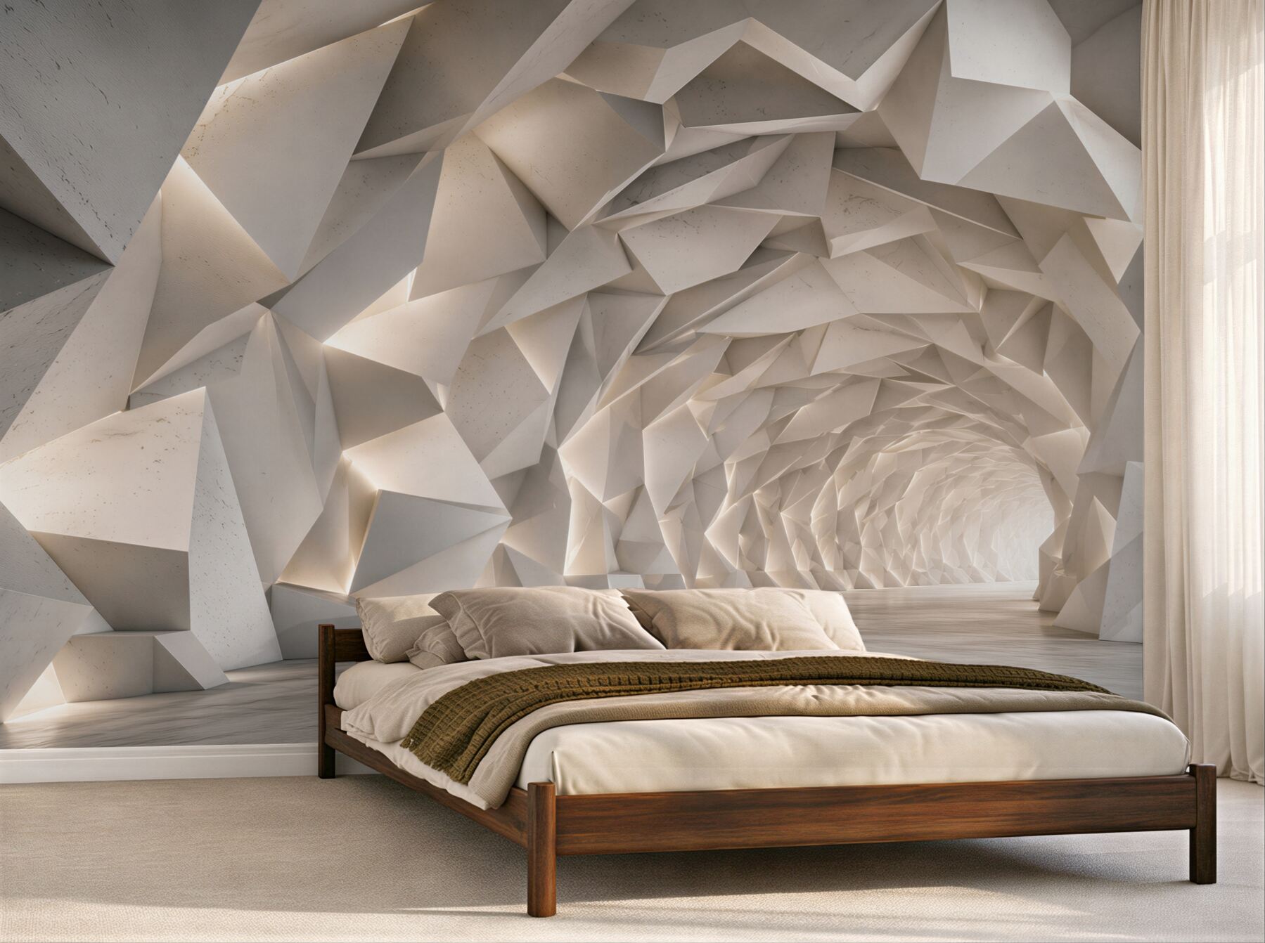 Papier peint tunnel réalisé avec des formes 3D