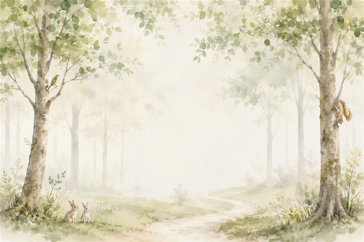 Papier peint aquarelle forêt d'été