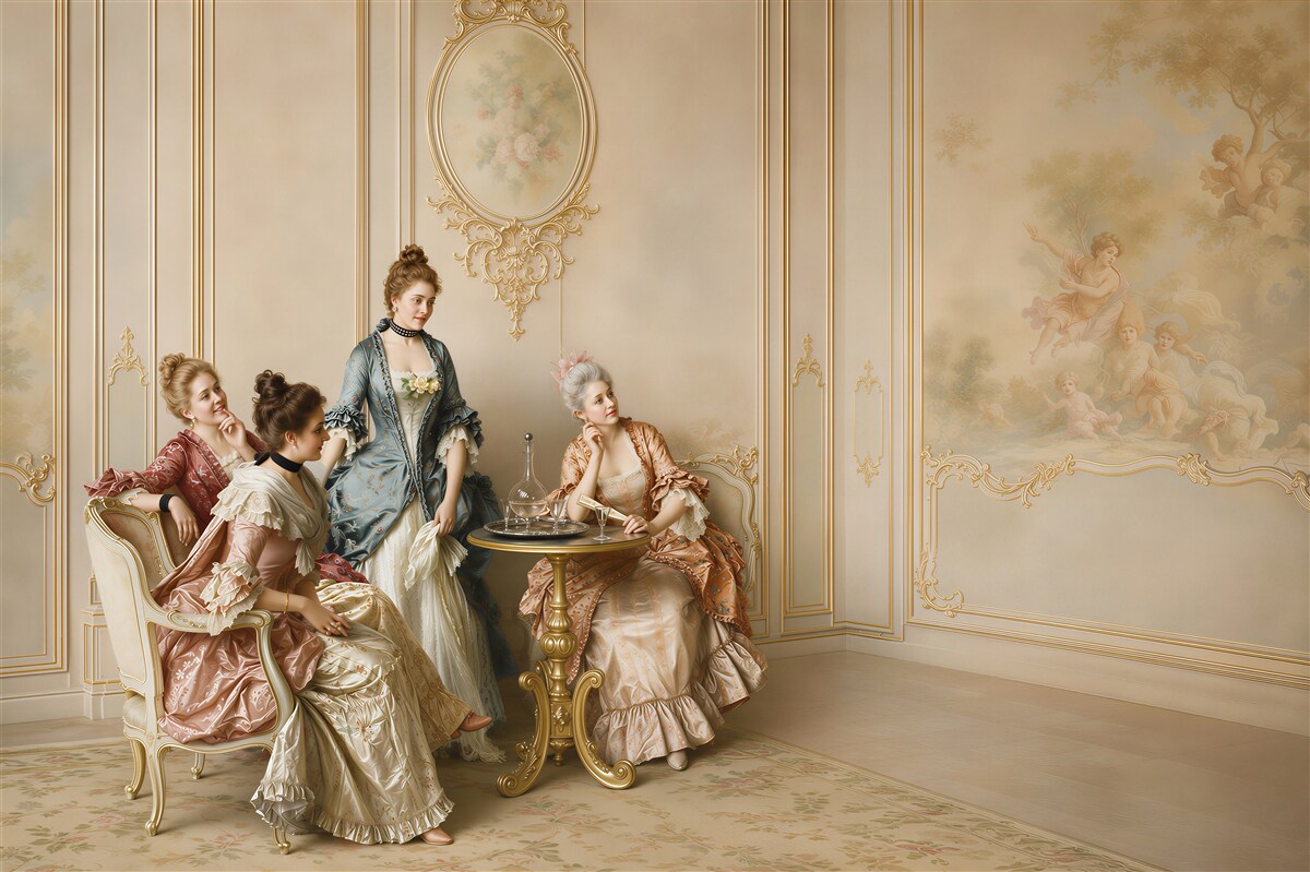 Papier peint dames admirant la lecture de poésie