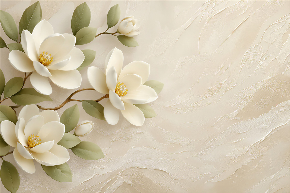 Papier peint trois grandes nénuphars blanches