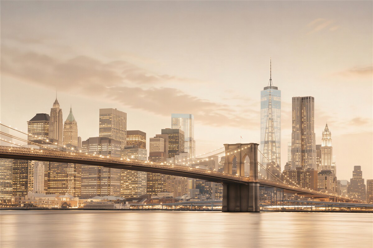 Papier peint pont de Brooklyn sur fond de métropole