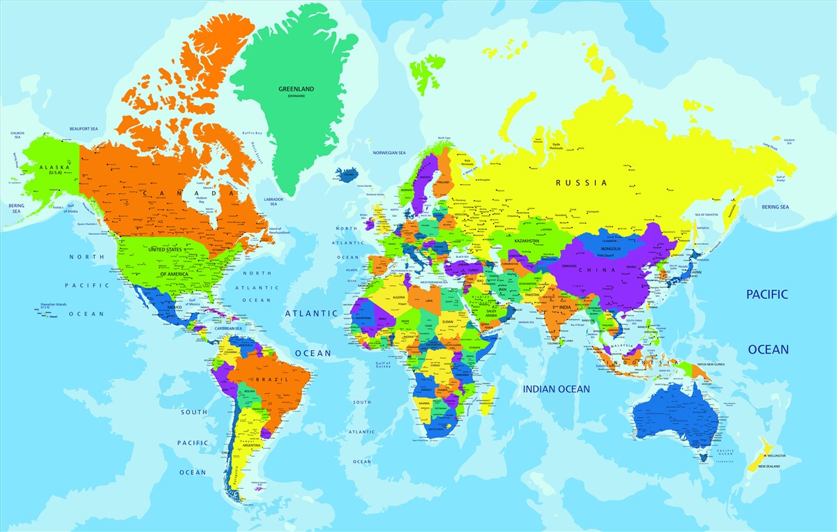 Papier peint carte politique du monde
