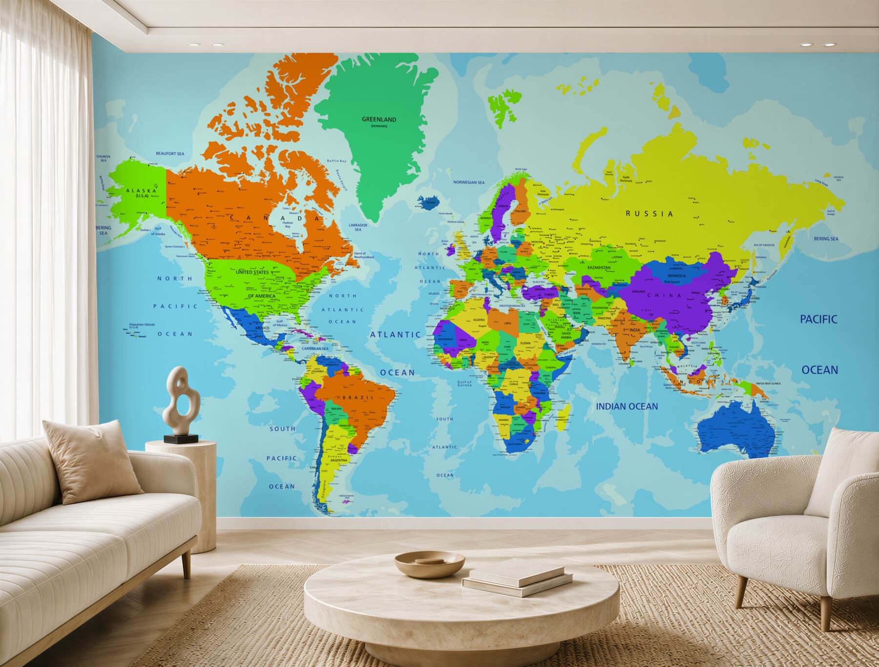 Papier peint carte politique du monde