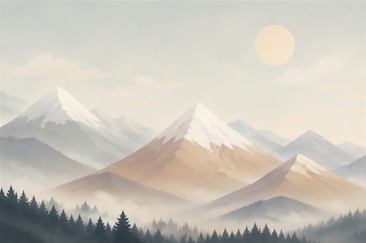 Papier peint Montagnes peintes multicolores