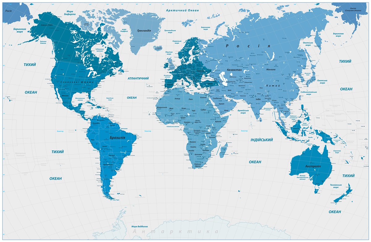 Papier peint carte du monde en bleu