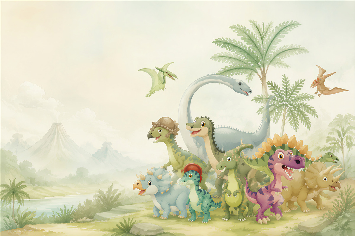 Papier peint dinosaures de dessins animés