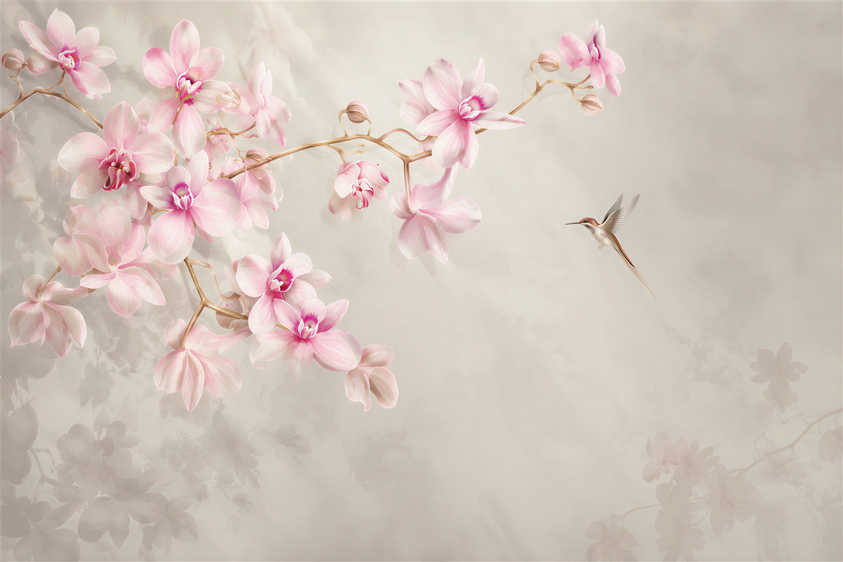 Papier peint orchidées lilas délicates