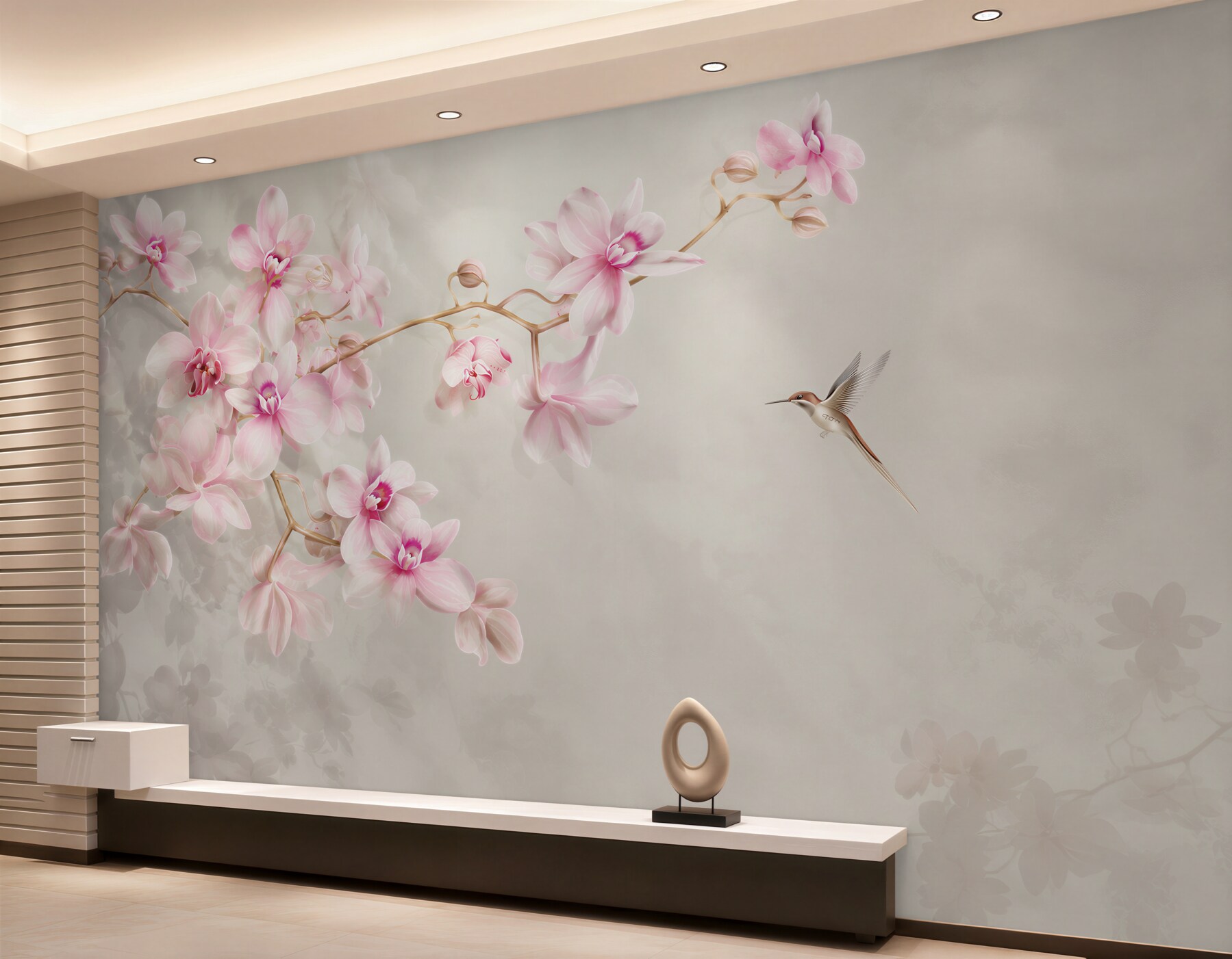 Papier peint orchidées lilas délicates