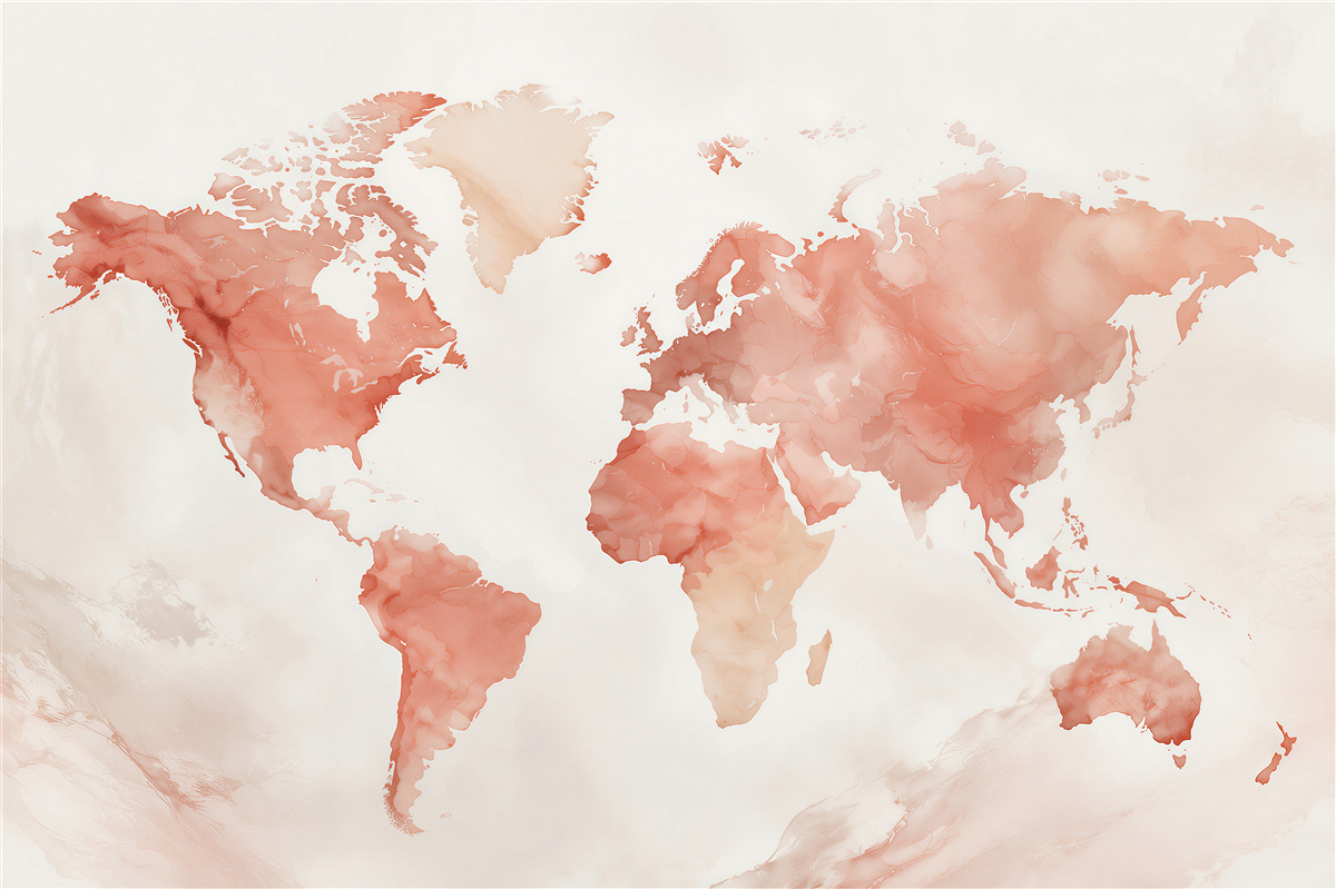 Papier peint carte rouge du monde