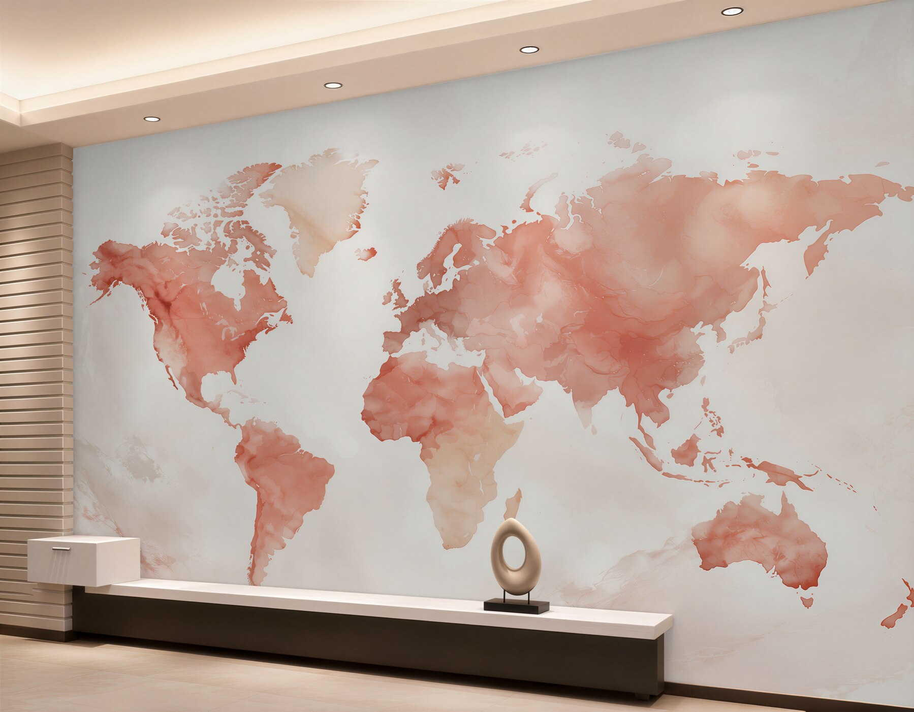 Papier peint carte rouge du monde