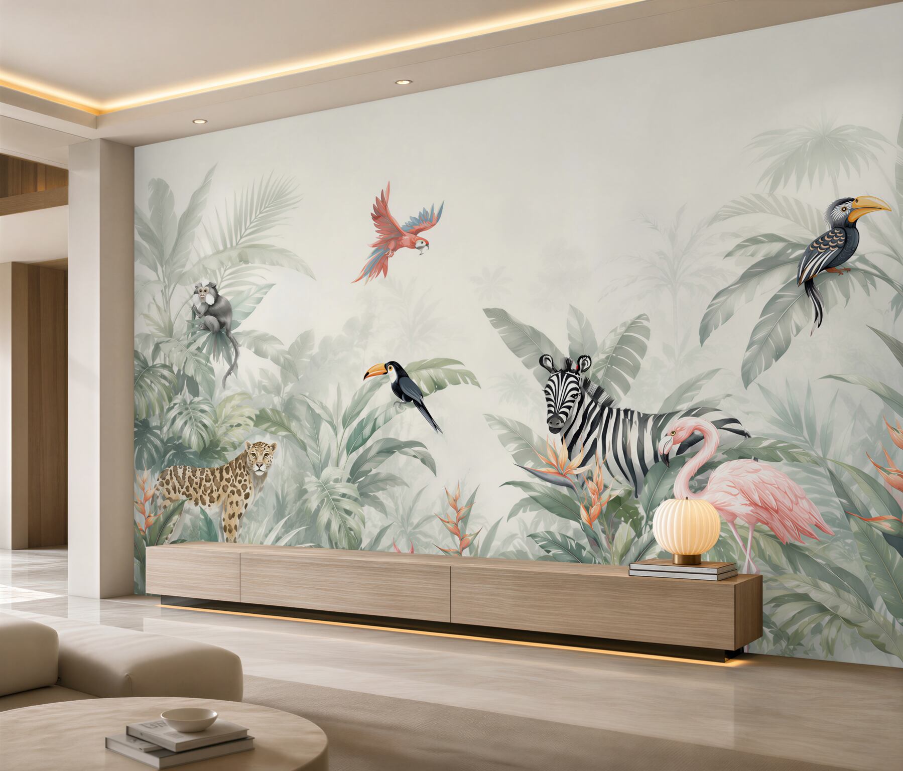 Papier peint flore et faune de la jungle pendant la journée