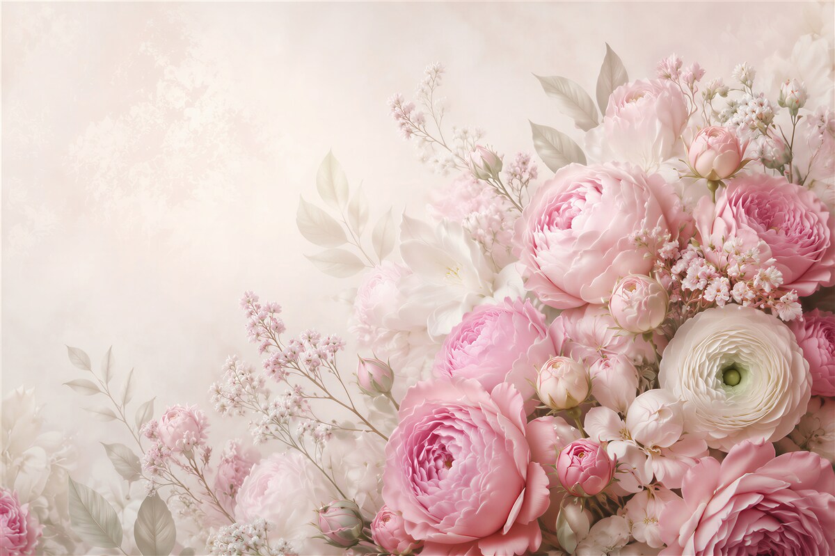Papier peint bouquet de fleurs délicat et romantique