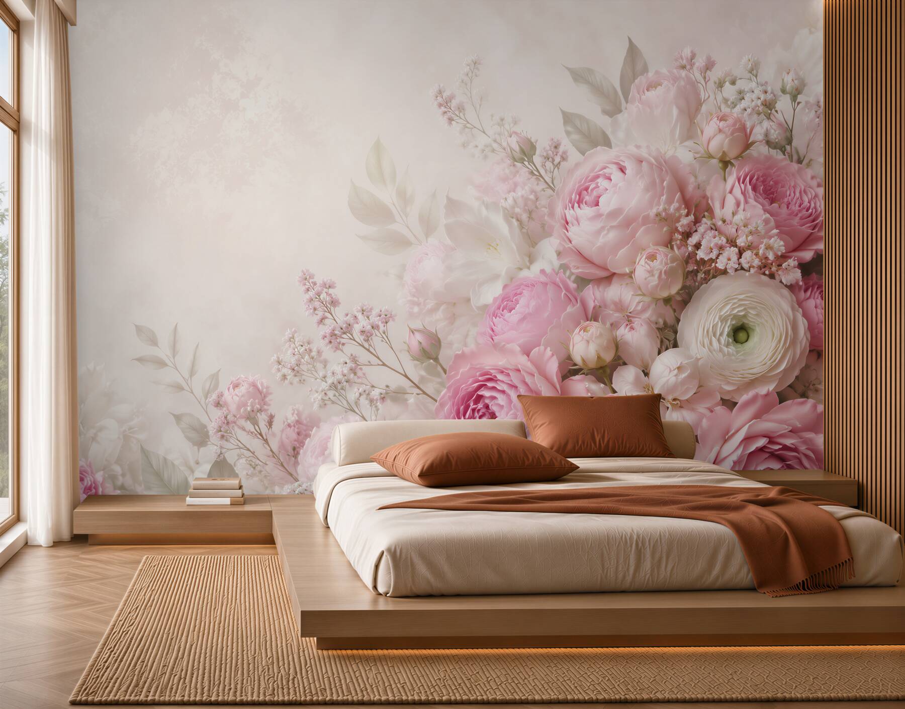Papier peint bouquet de fleurs délicat et romantique