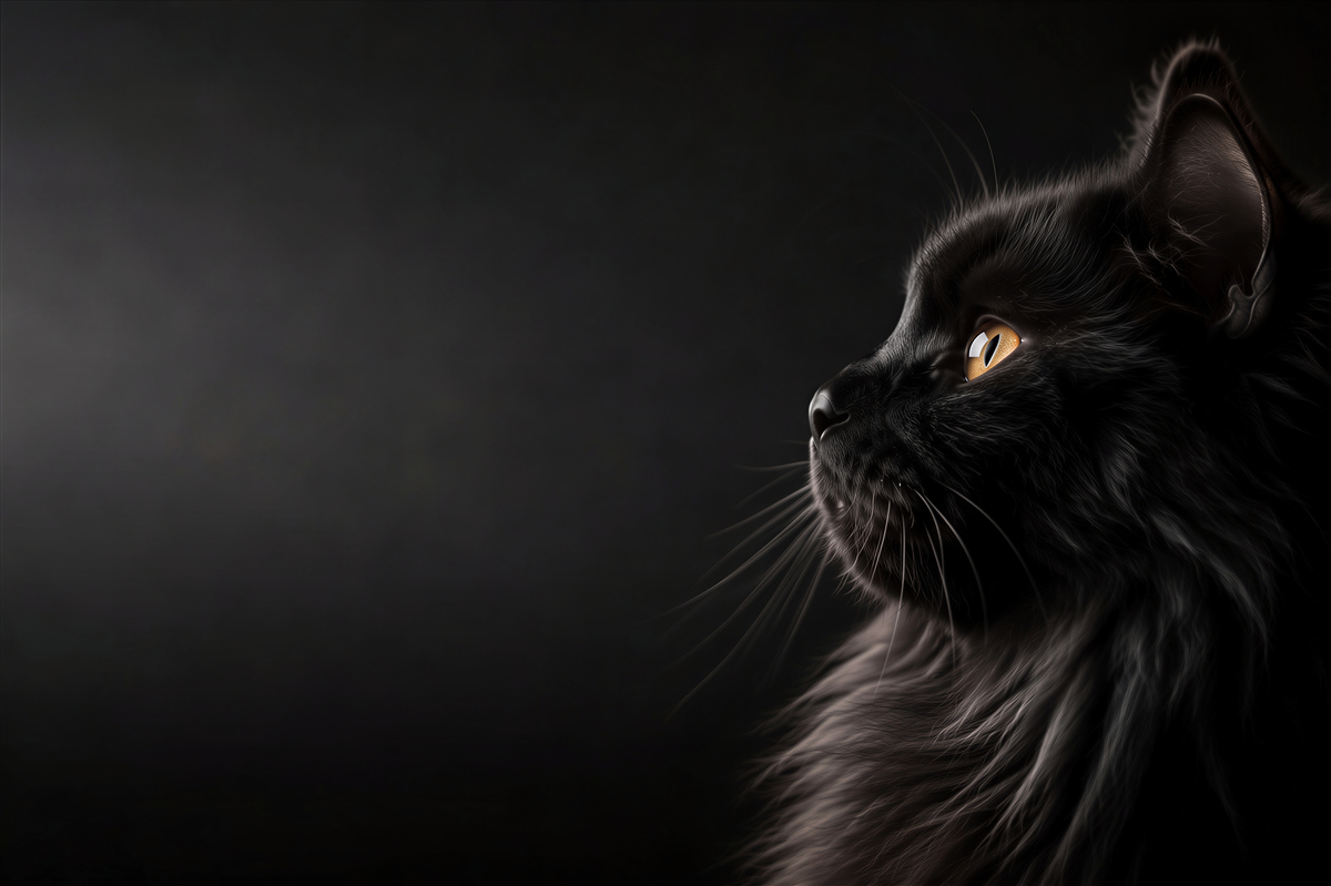 Papier peint chat noir aux yeux dorés
