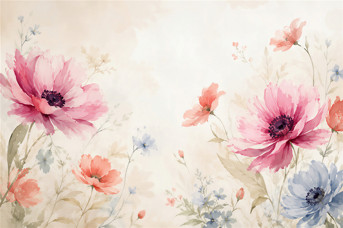 Papier peint aquarelle de fleurs colorées