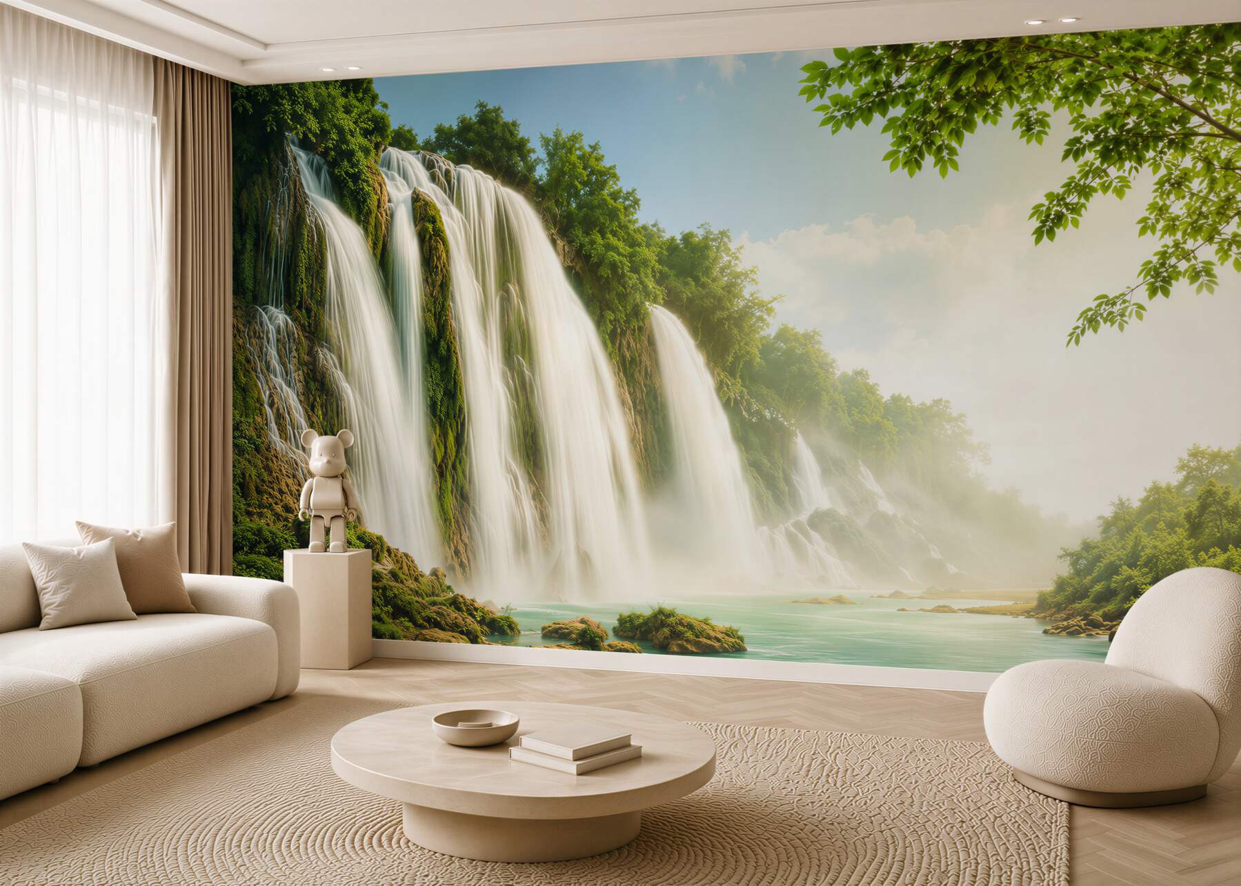 Papier peint terrasse incroyable avec vue sur une cascade