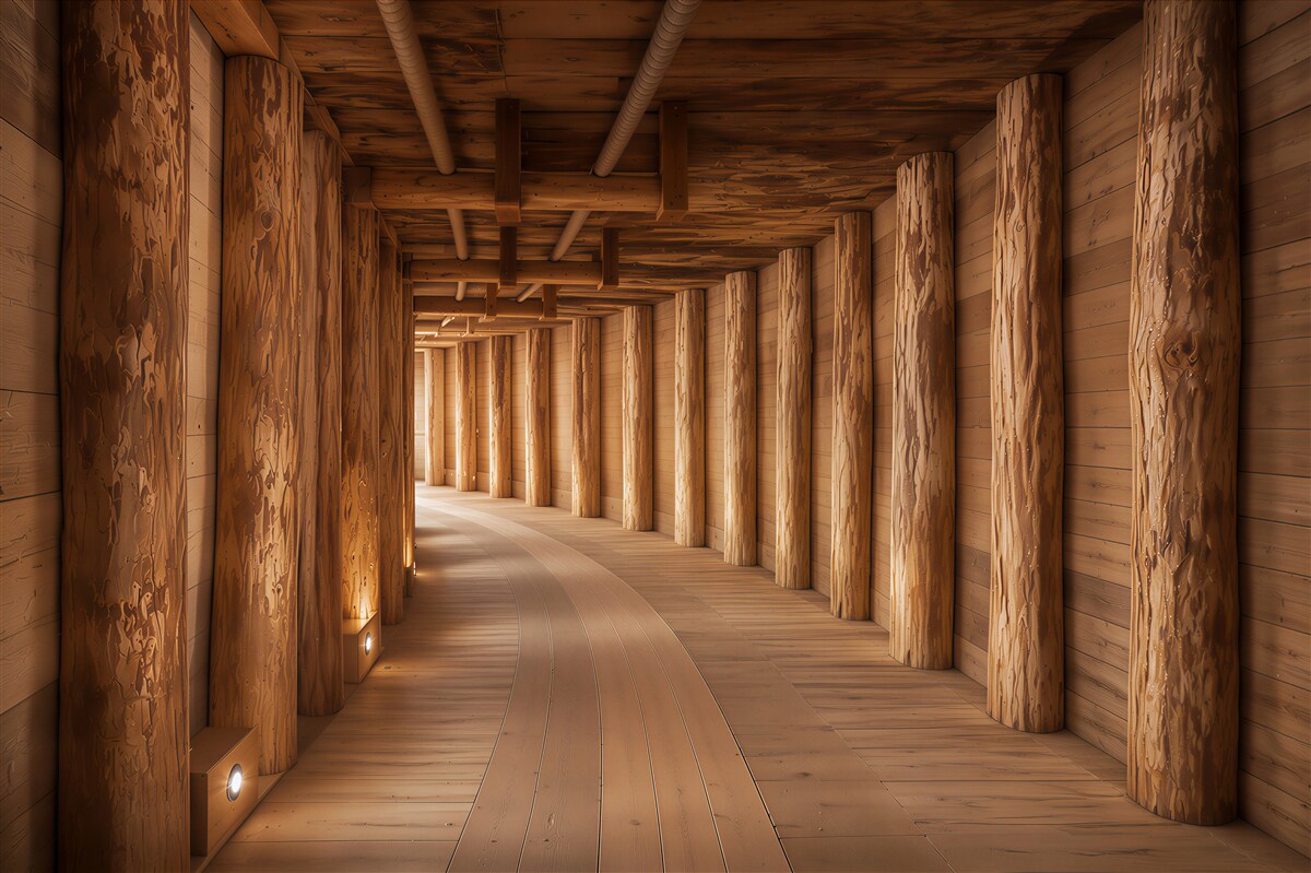 Papier peint tunnel souterrain en bois