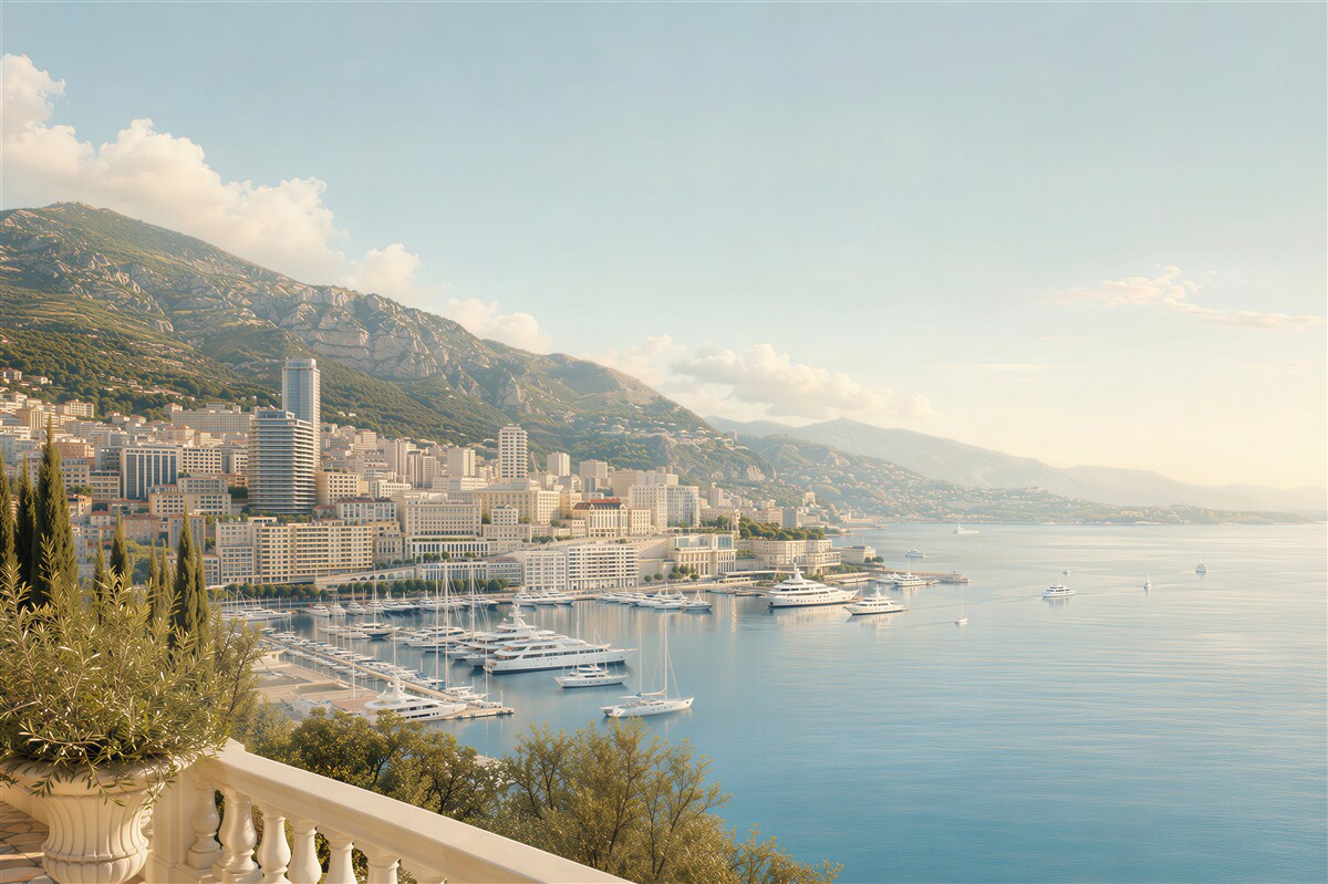 Papier peint baie avec de nombreux yachts à Monaco