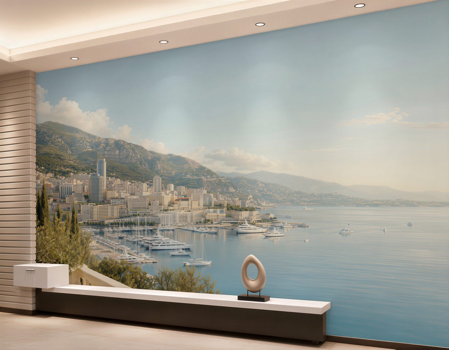 Papier peint baie avec de nombreux yachts à Monaco