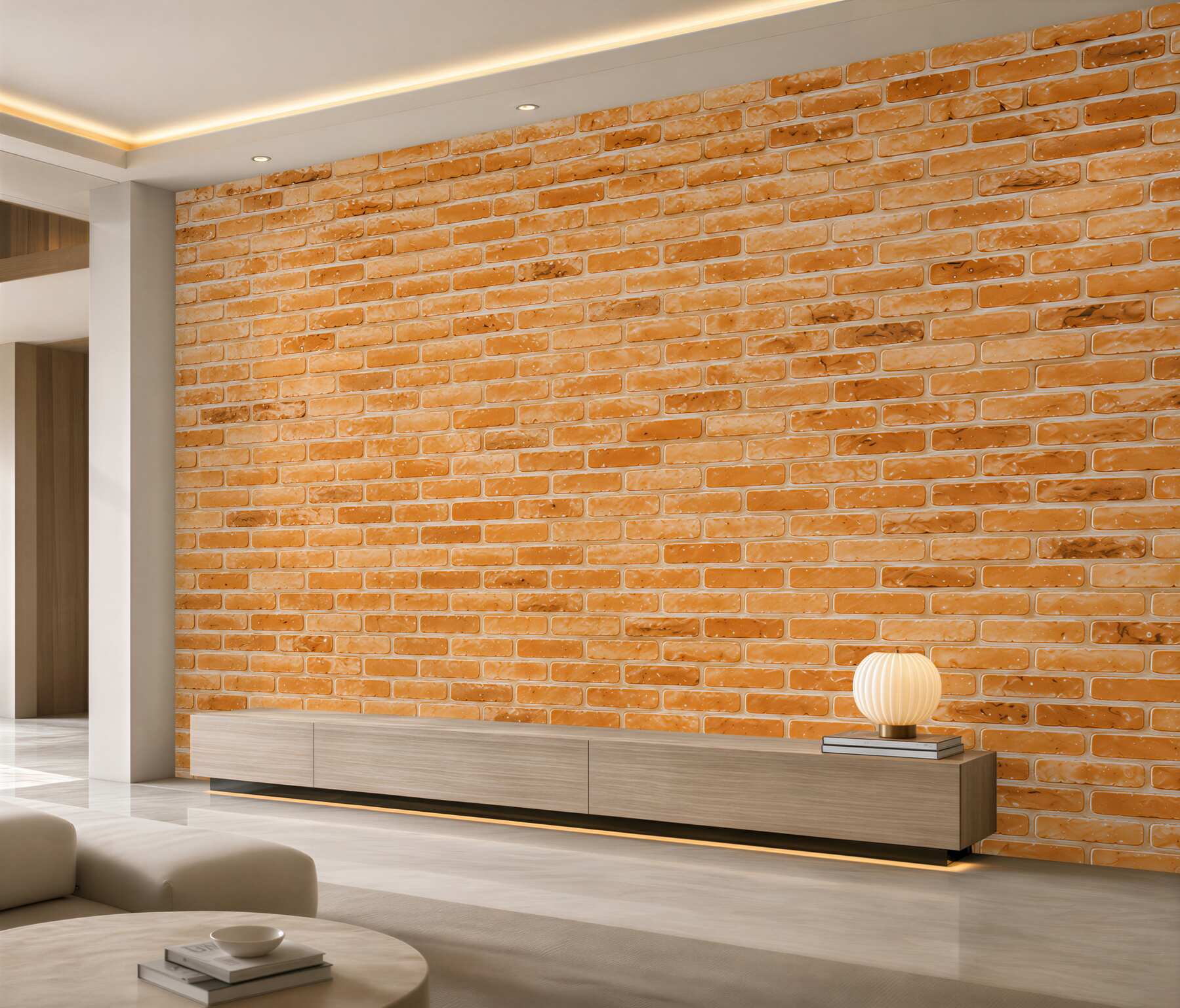Papier peint mur en briques brunes