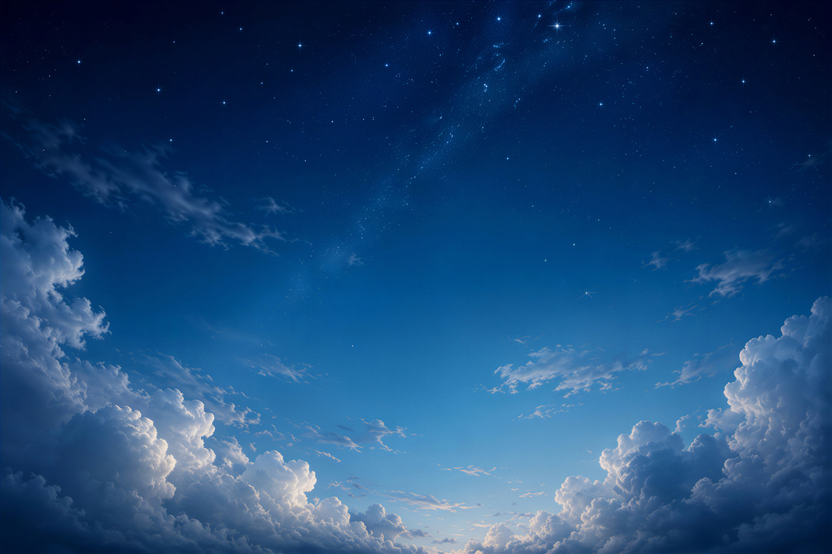 Papier peint nuages clairs et étoiles dans le ciel nocturne