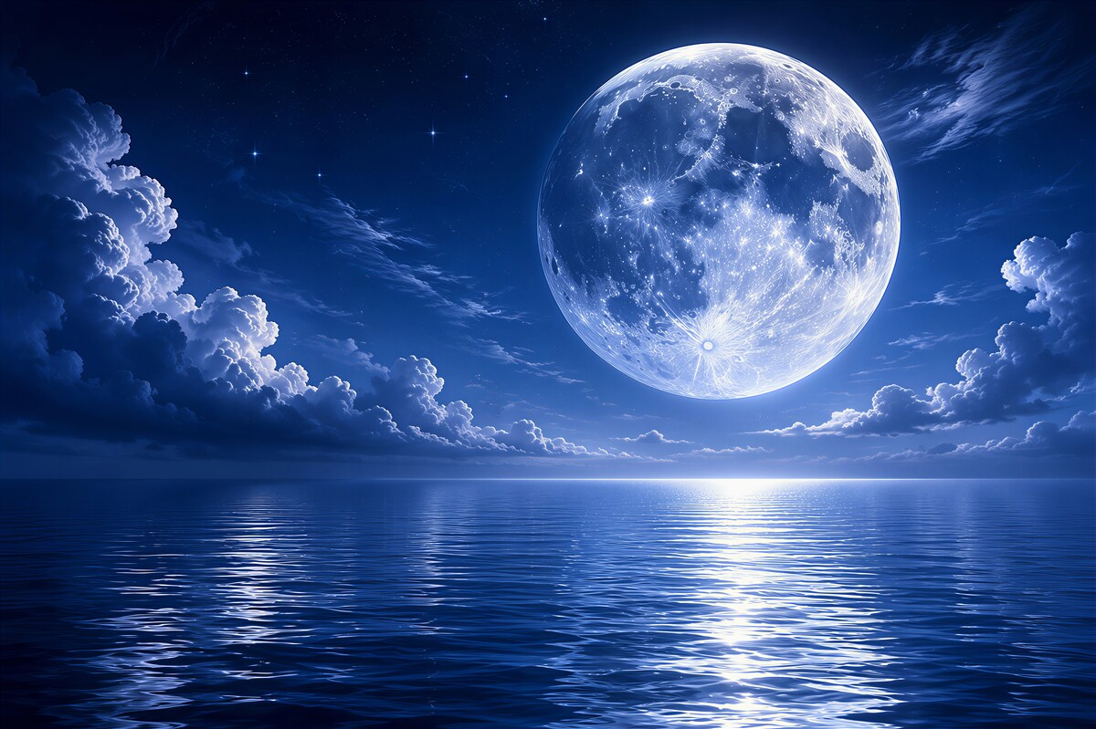 Papier peint pleine lune dans le reflet de l'eau