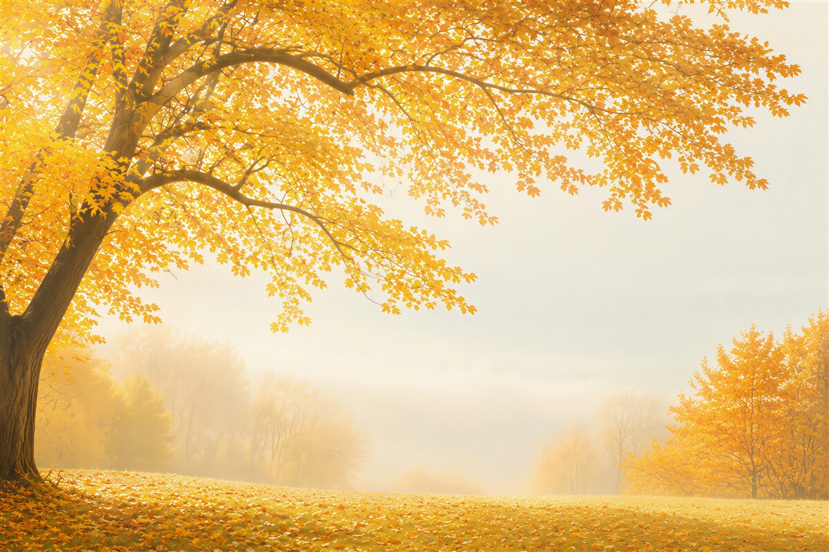 Papier peint l'automne jaune est arrivé dans la forêt